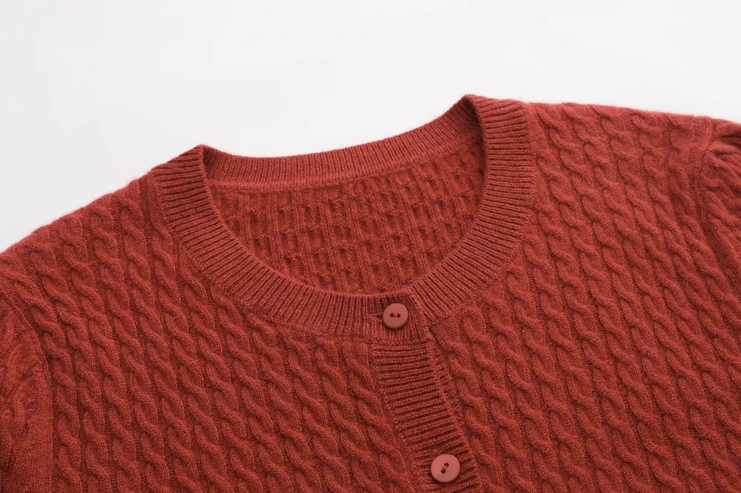 100% Cashmere Women's Cable Knit Cardigan Sweaters for Women Long Sleeve Crew Neck Warm Button Down