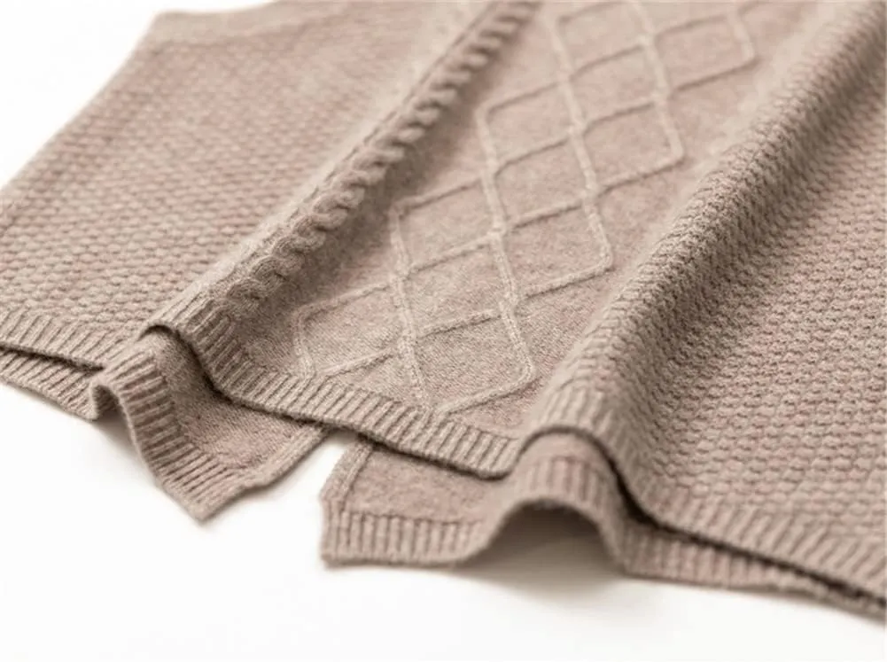 100% Cashmere Women's Solid Knitted Sweater Vest Short Sleeveless Pullover Sweater Slit Back (Gray S)