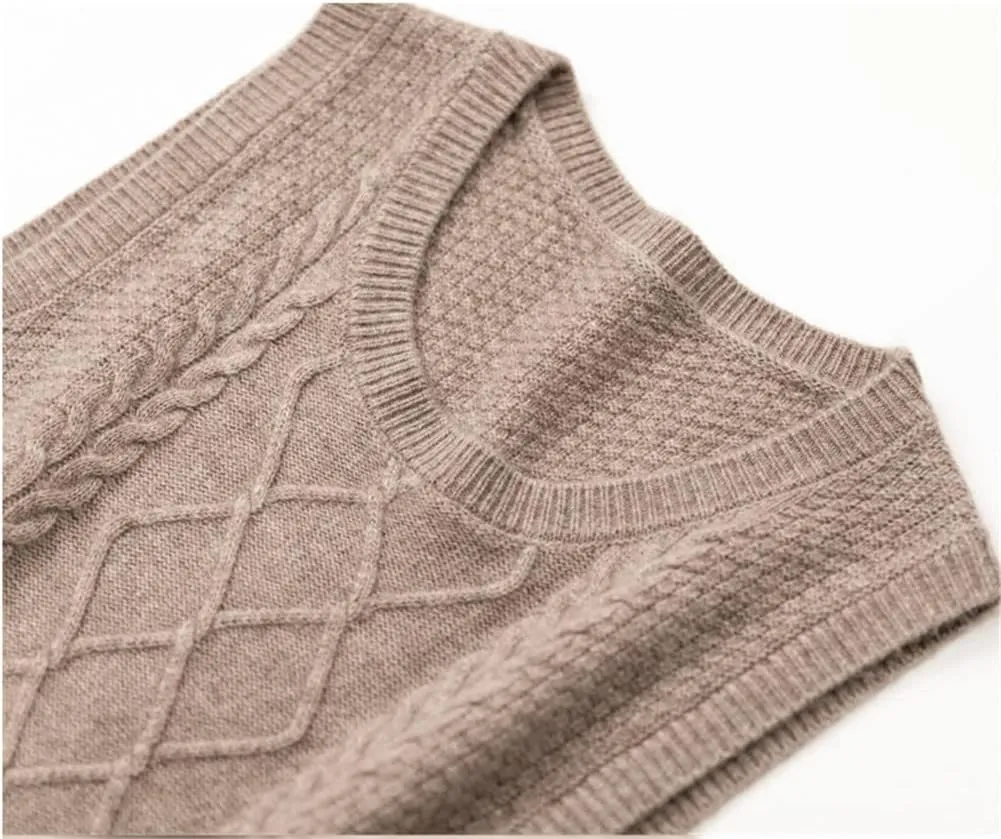 100% Cashmere Women's Solid Knitted Sweater Vest Short Sleeveless Pullover Sweater Slit Back (Gray S)