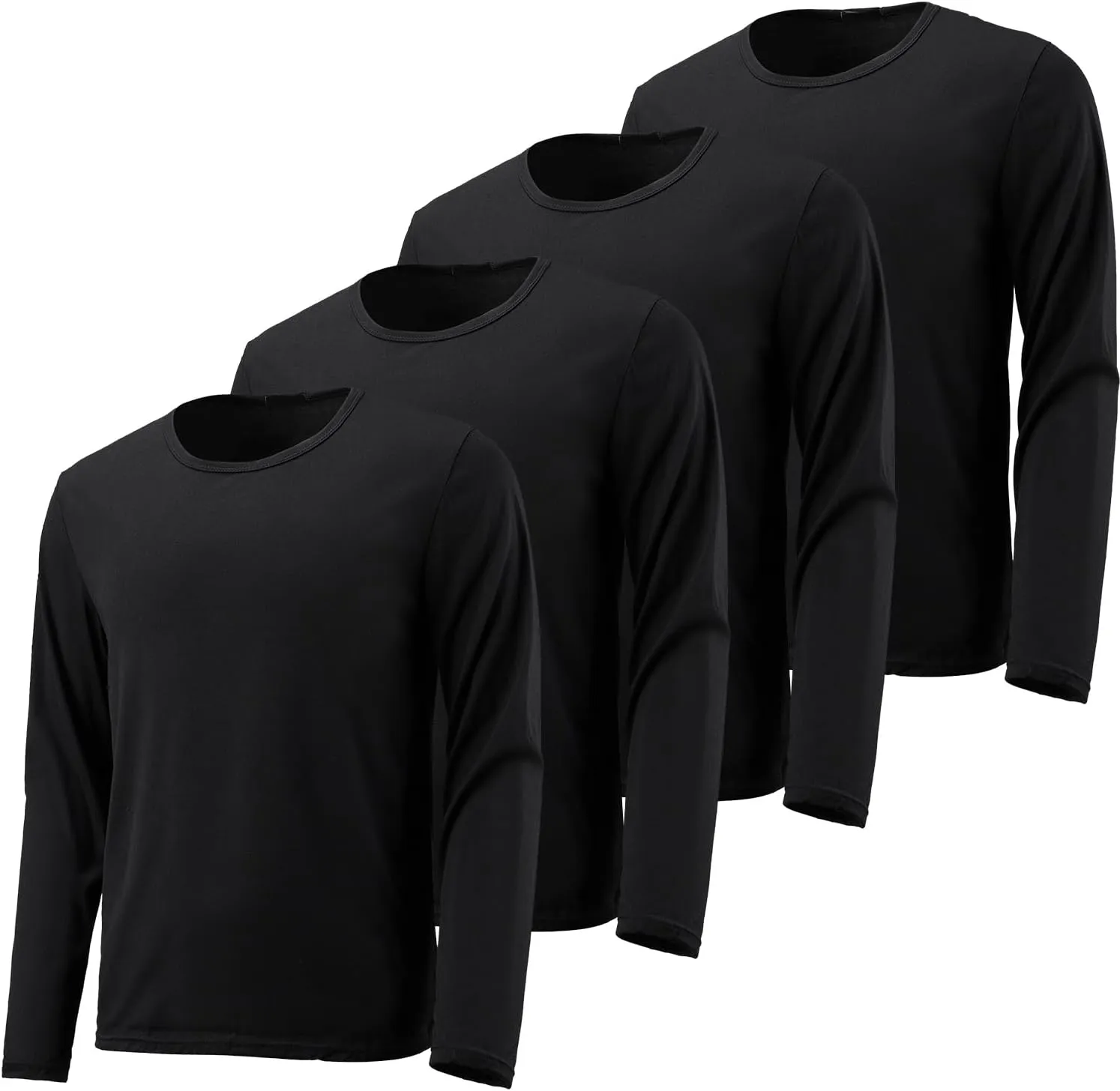 4 Packs: Men's Quick Drying Long Sleeve Sports Performance T-Shirt, Sports Running Gym Exercise Long Sleeve T-Shirt top