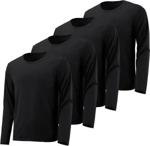 4 Packs: Men's Quick Drying Long Sleeve Sports Performance T-Shirt, Sports Running Gym Exercise Long Sleeve T-Shirt top
