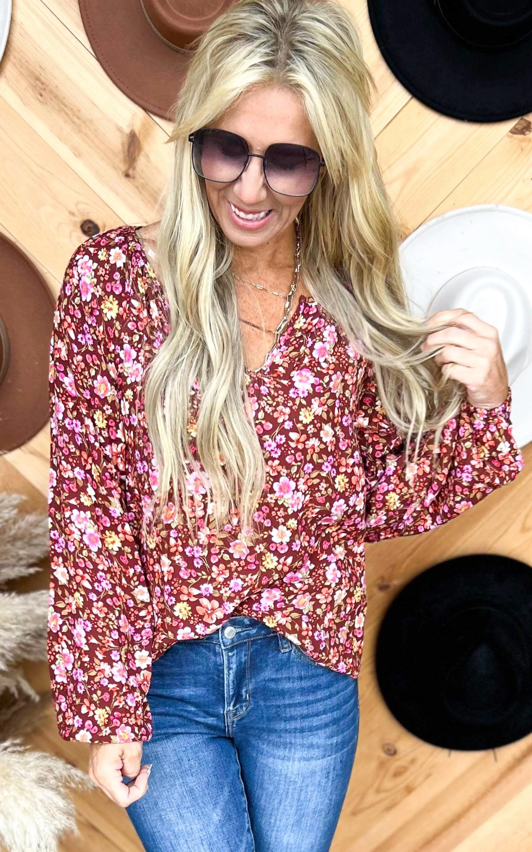 A Fall to Remember Wildflower Rust Long Sleeve Top | Andree By Unit
