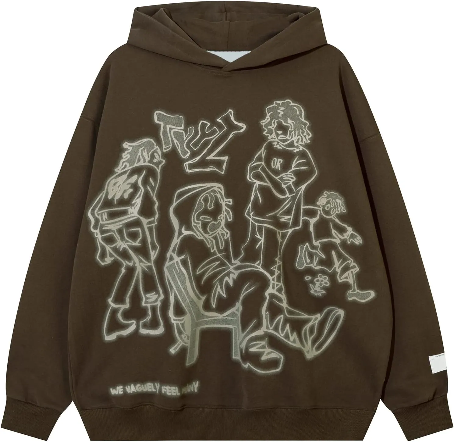 Aelfric Eden Mens Graphic Oversized Hoodie Cartoon Character Print Streetwear Casual hoodies y2k Hooded Sweatshirt