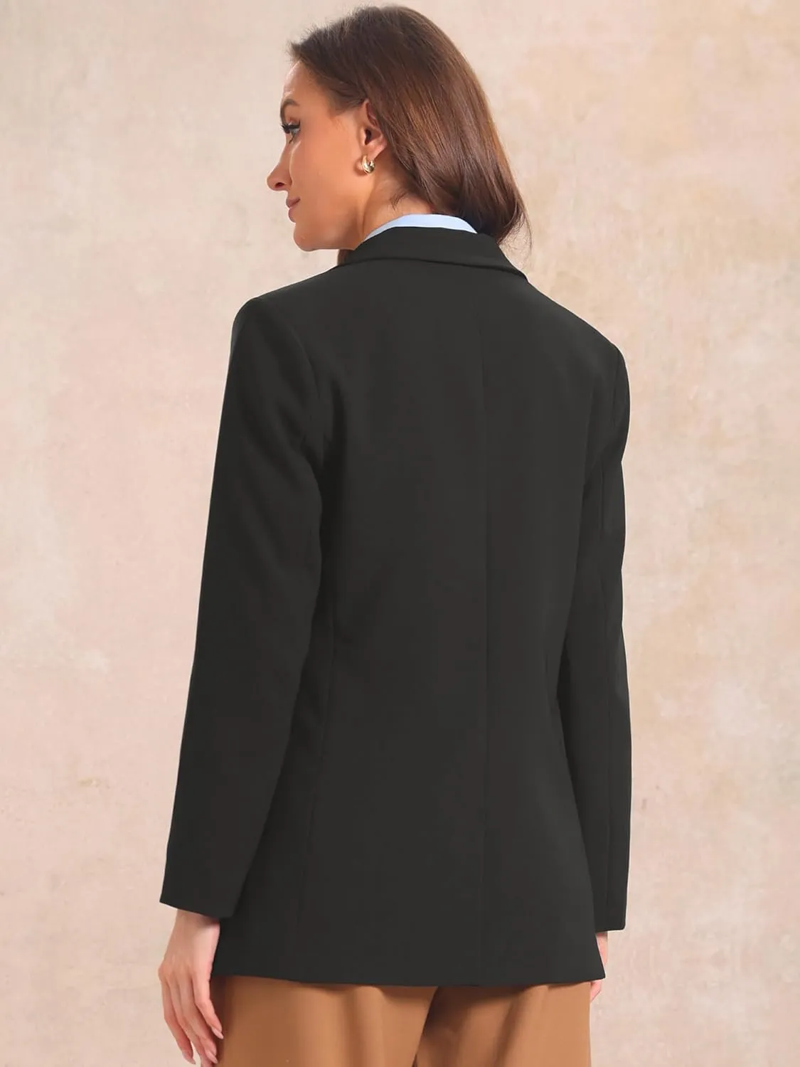 Allegra K Business Suit Blazer for Women's Notched Lapel Collar One Button Office Jacket