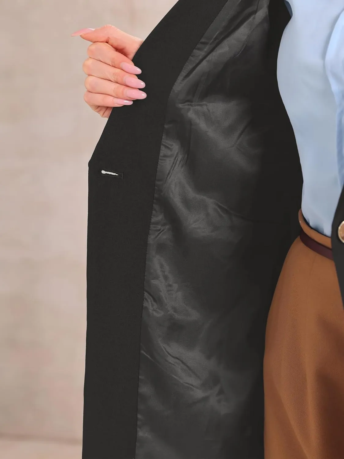 Allegra K Business Suit Blazer for Women's Notched Lapel Collar One Button Office Jacket