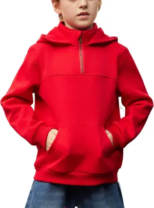 Arshiner Boy's Loose Fit Quarter-Zip Pullover Hoodie Sweatshirt - Lightweight Fleece - 4~12 Years Kids