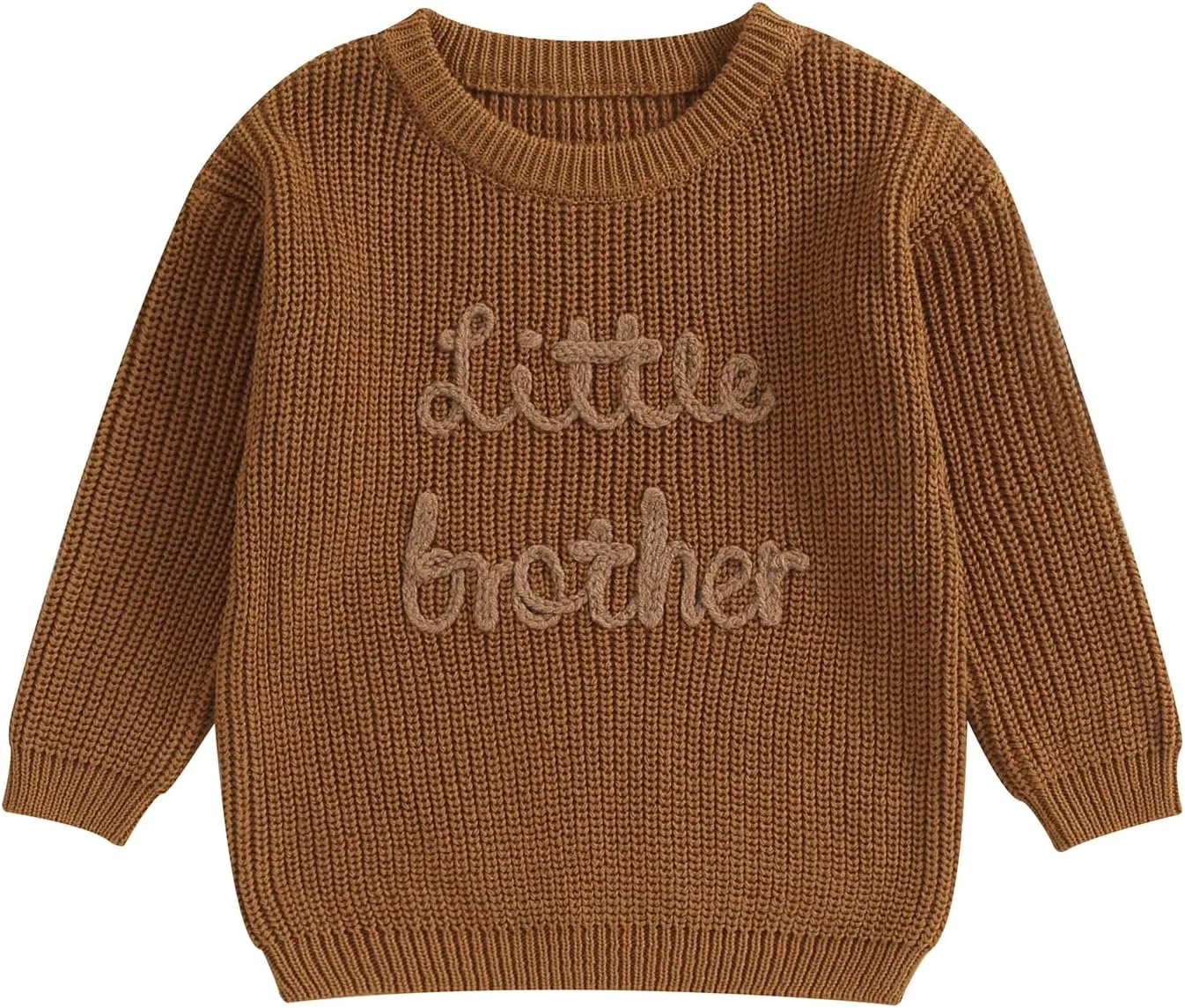 Big Brother Little Brother Matching Sweaters Baby Boy Letter Embroidery Crew Neck Long Sleeve Knitted Pullovers