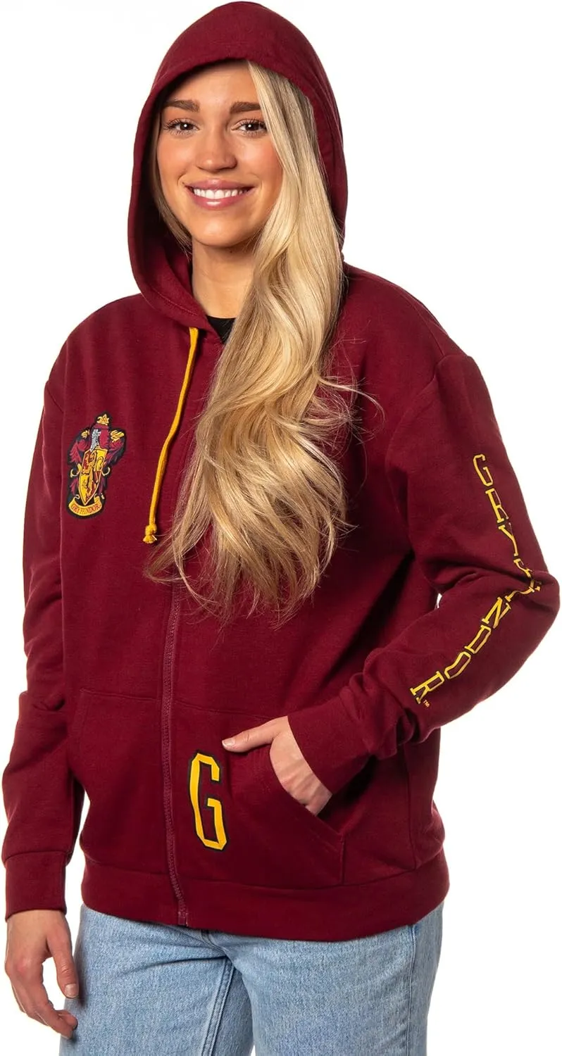 Bioworld Harry Potter Womens Hogwarts Alumni House Crest Lightweight Zip-Up Hoodie