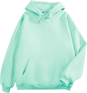Bobeutou Oversized Hoodie for Women Trendy Hoodies Basic Solid Sweatshirts with Pocket Fleece Pullover Fashion Casual Tops