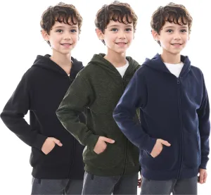 Boys Athletic Hoodie Sweatshirt, 3 Pk Fleece Long Sleeve Kids Pullover Hoodies boy&girl Size 6-20