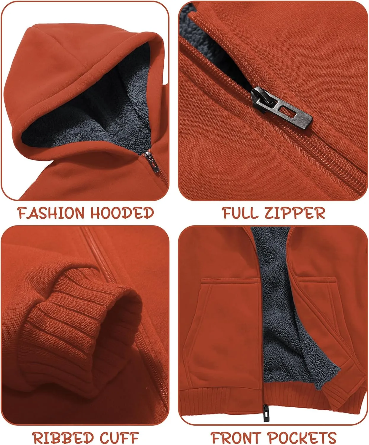 Boys Fleece Jacket Sherpa Lined Zip Up Hoodie Casual Long Sleeve Sweatshirt Warm Jacket 6-15Years (Girls/Kids)