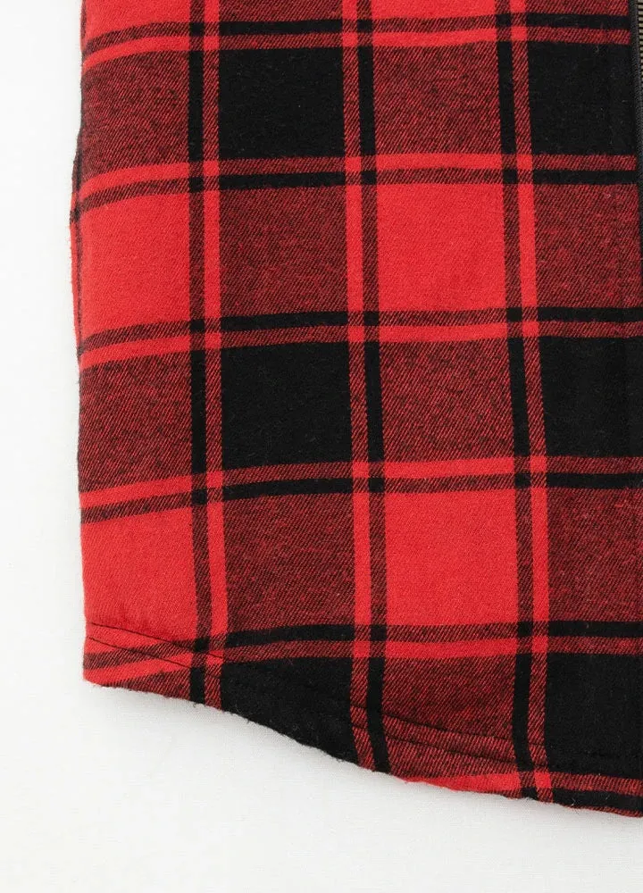 Boys Sherpa Lined Flannel Jacket,Full Zip Up Plaid