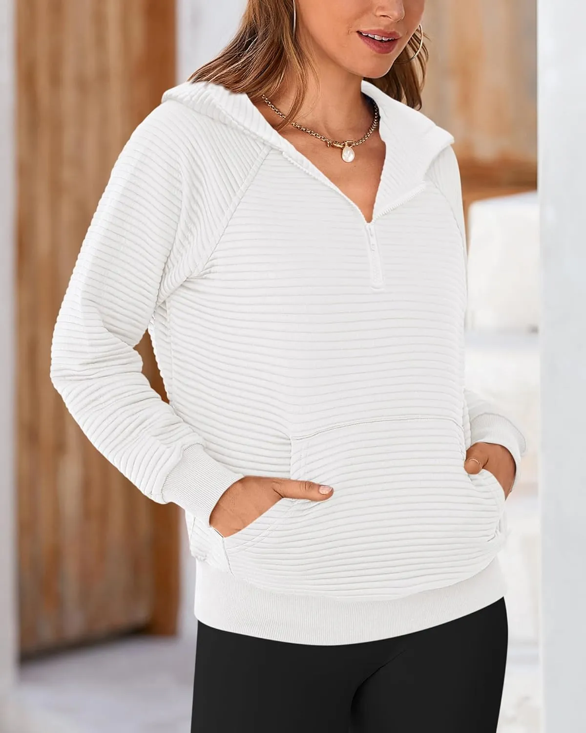 BTFBM Womens 2024 Fall Fashion Casual Hoodies Quarter Zip Sweatshirts Casual Long Sleeve V Neck Solid Pullover Tops