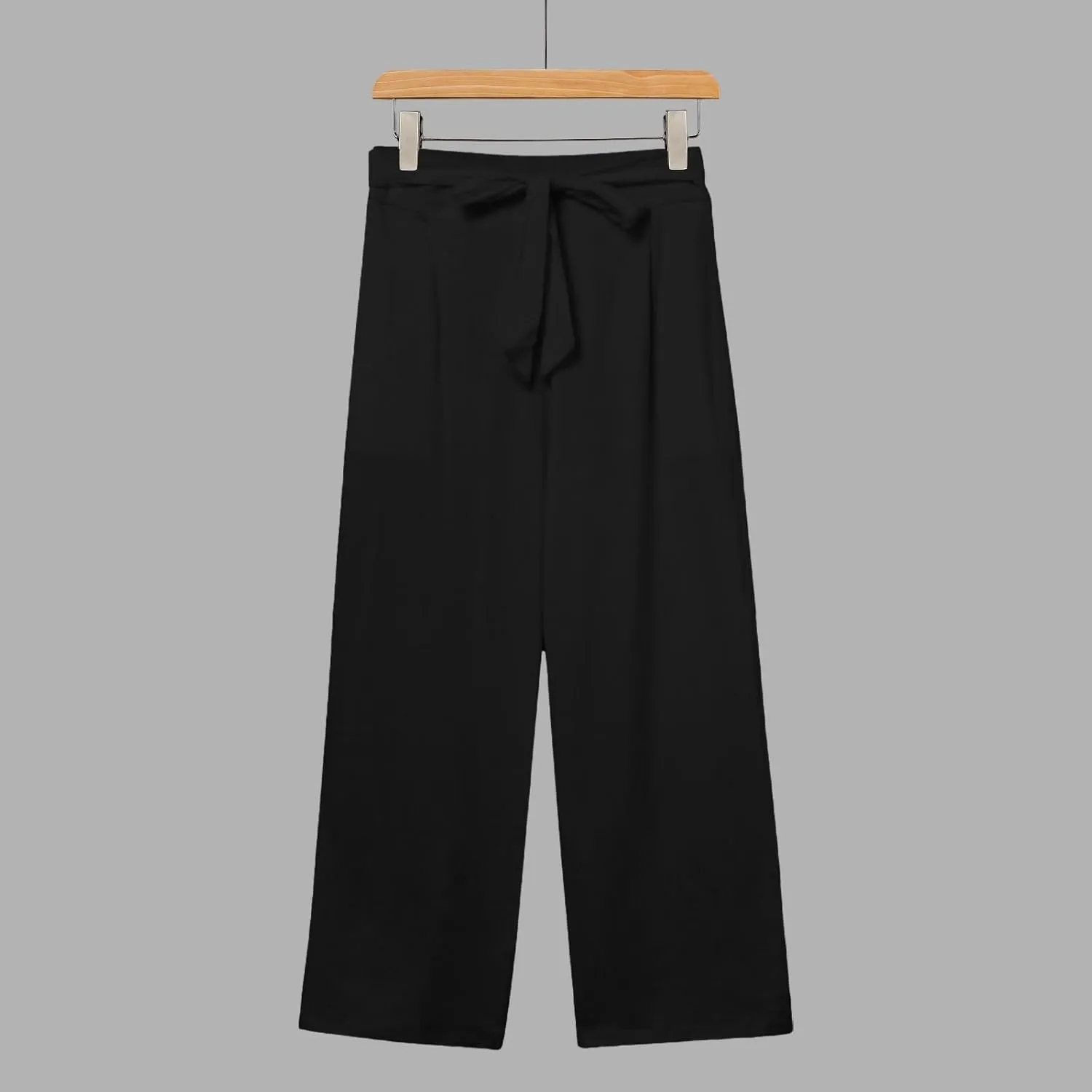 Capri Pants for Women High Waist Linen Casual Pant 2025 Summer Drawstring Elastic Wide Leg Plus Size Lounge Trouser