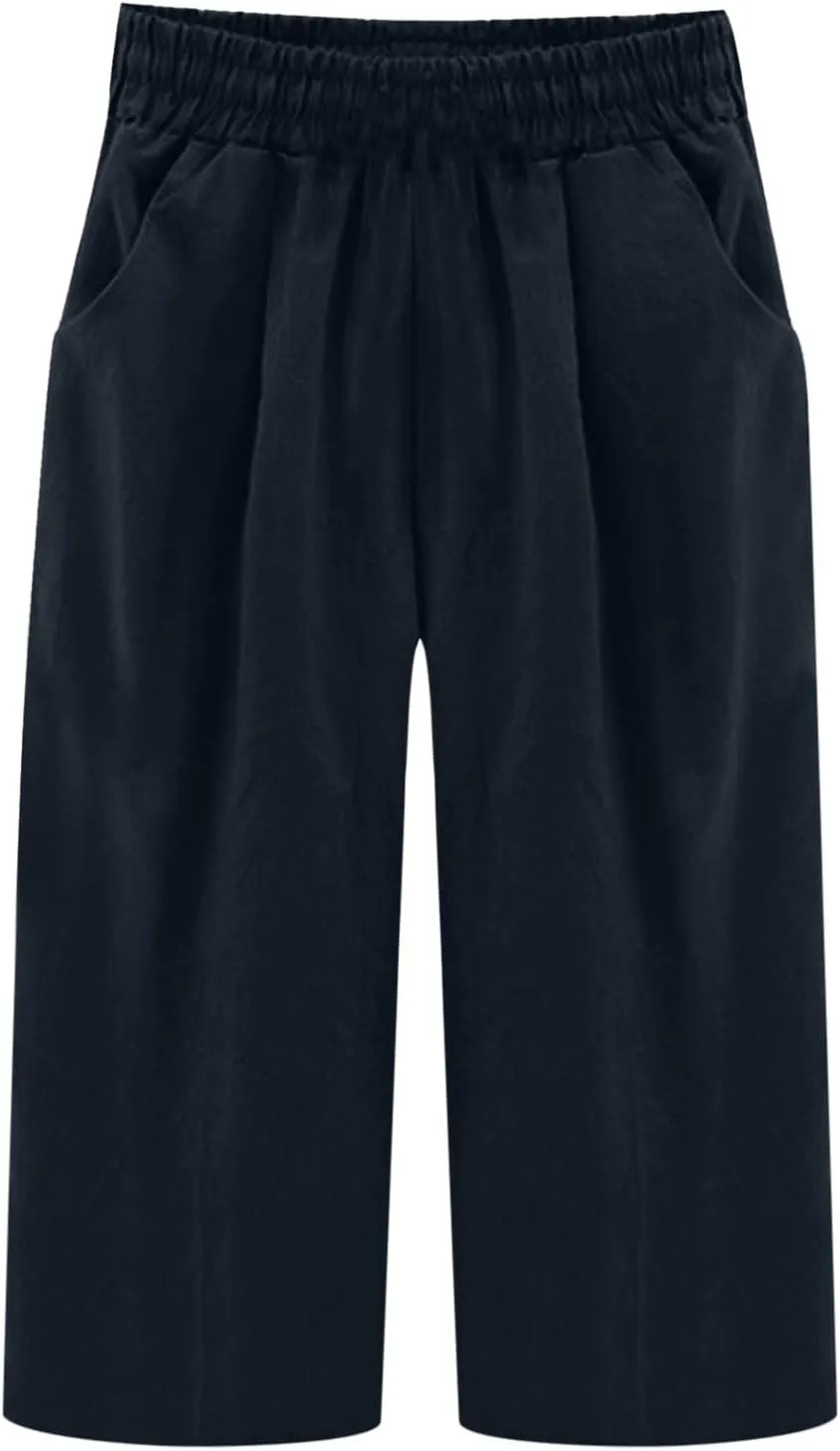 Capris Pants for Women Summer Dressy High Waight Drawstring Linen Pants Plus Size Trendy Beach Lounge Trousers with Pockets