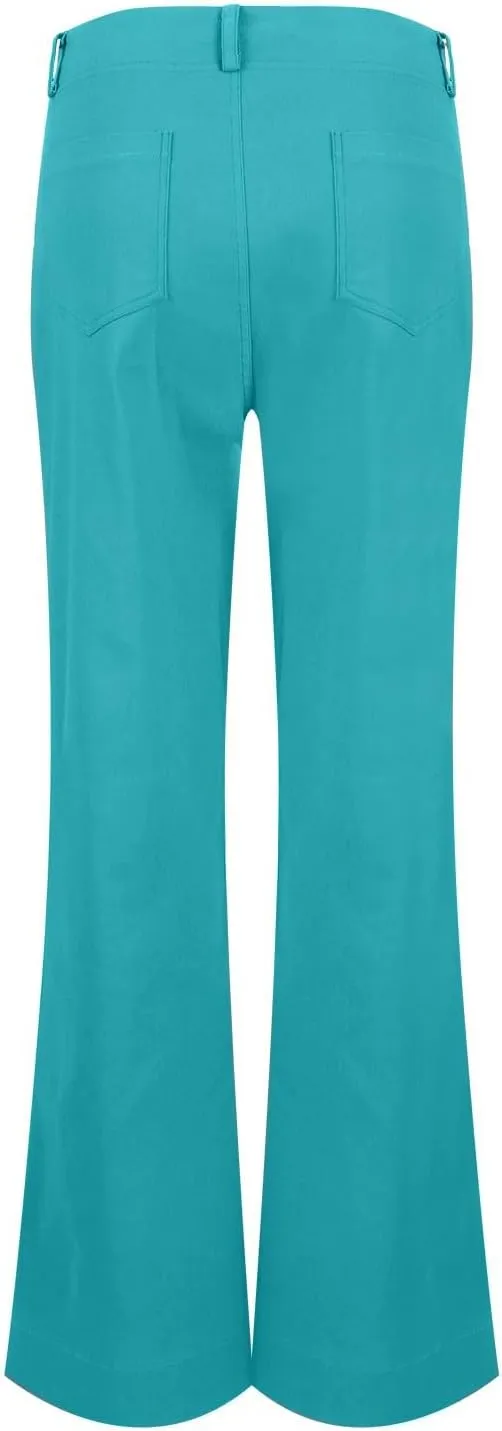 Casual Flare Pants for Women Classic Stretch Twill Pants High Waisted Chino Pants Comfy Wide Leg Pants with Pockets