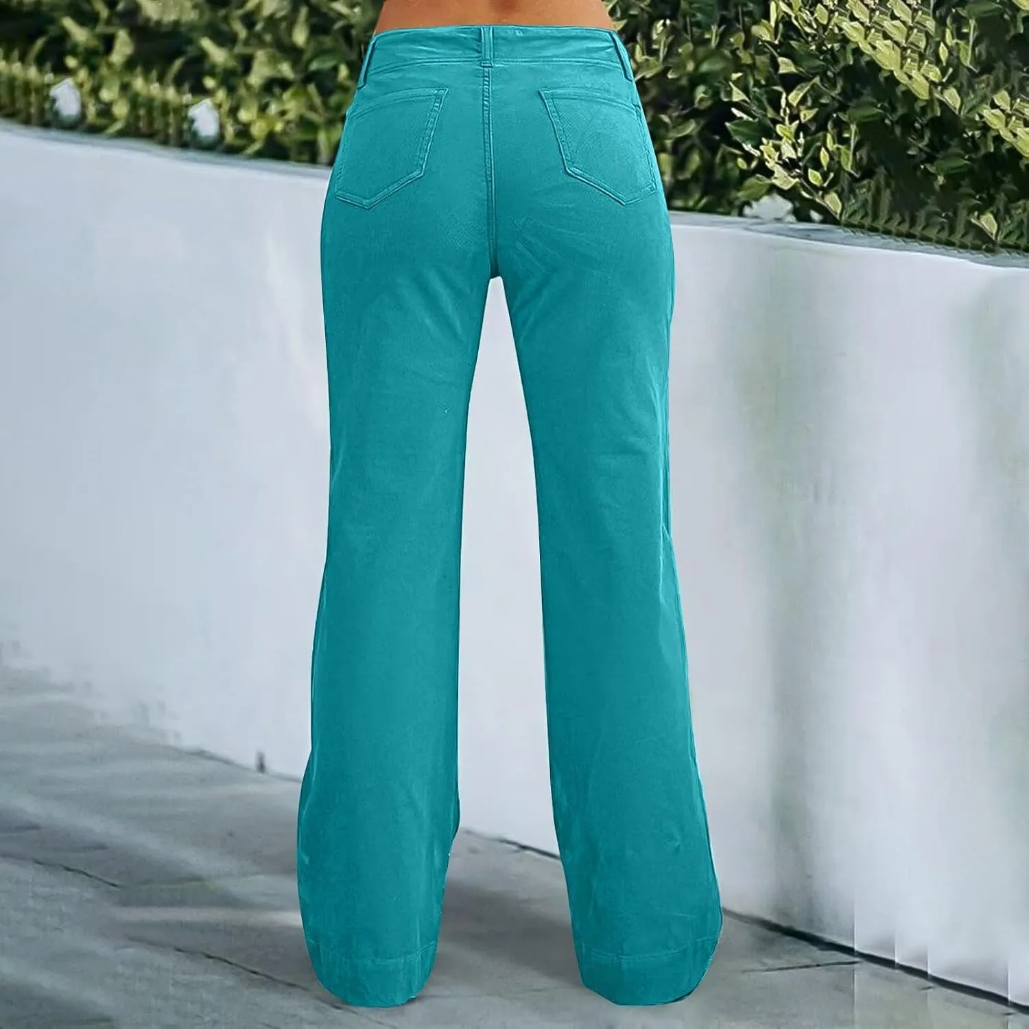 Casual Flare Pants for Women Classic Stretch Twill Pants High Waisted Chino Pants Comfy Wide Leg Pants with Pockets