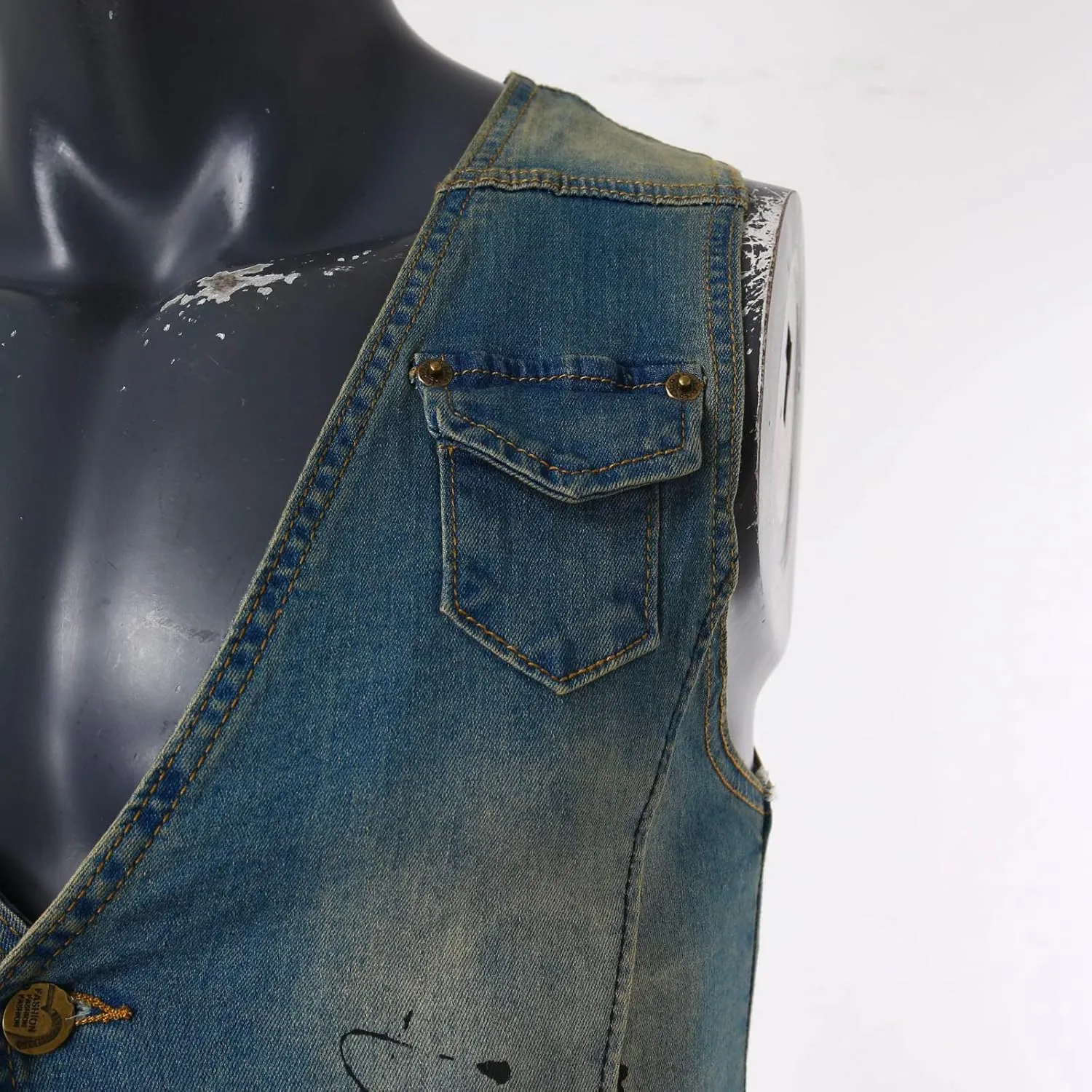 Chaqueta Denim Vest Para Hombre Slim Fit Button Down Sleeveless Shirts for Men Retro Distressed Destroyed Jeans Jacket