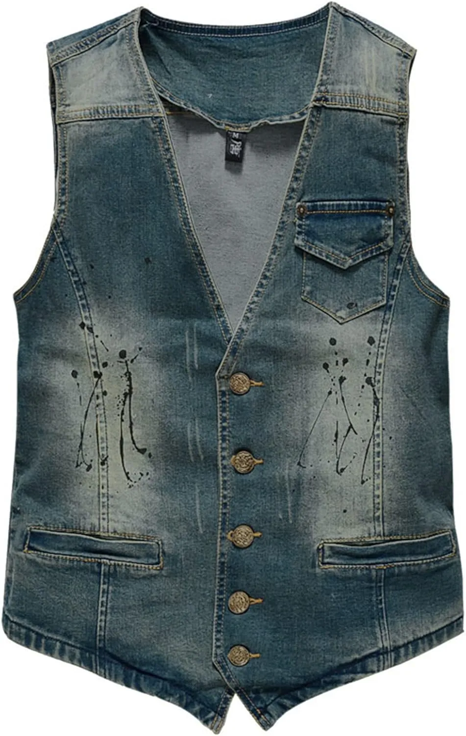 Chaqueta Denim Vest Para Hombre Slim Fit Button Down Sleeveless Shirts for Men Retro Distressed Destroyed Jeans Jacket