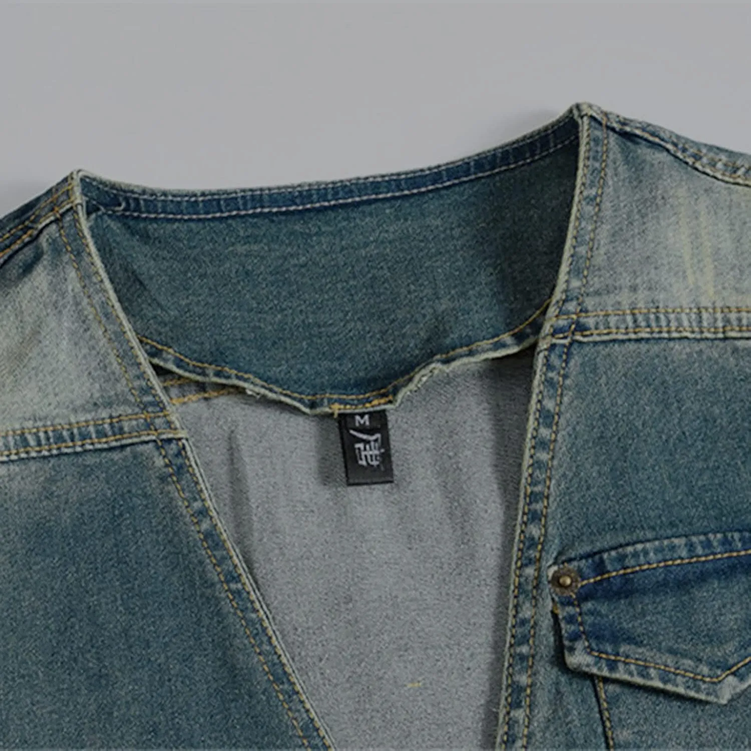 Chaqueta Denim Vest Para Hombre Slim Fit Button Down Sleeveless Shirts for Men Retro Distressed Destroyed Jeans Jacket