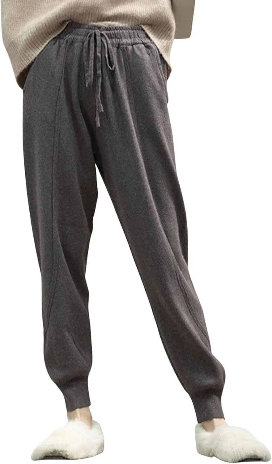 CHARTOU Women Casual Elastic Waist Lounge Pants Jogger Workout Sweatpants Harem Pants with Pockets