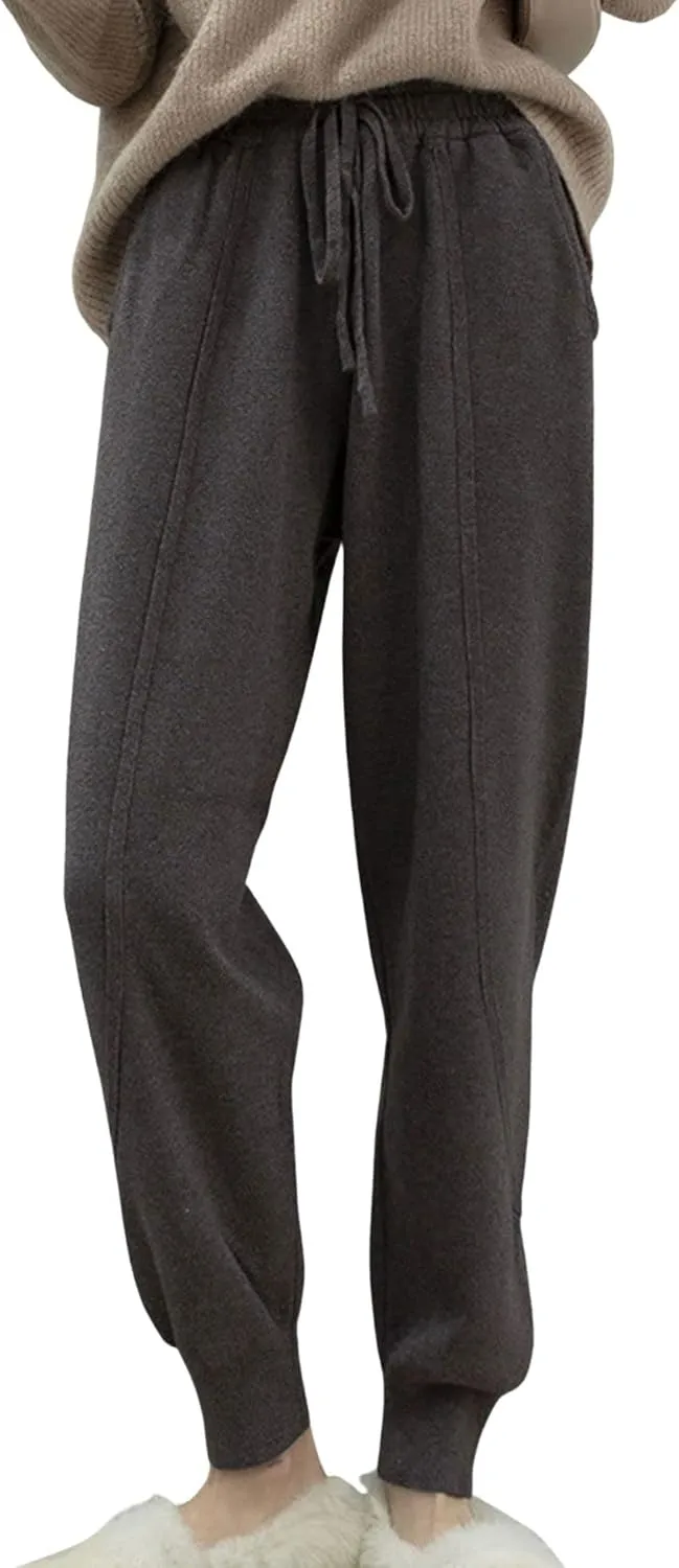 CHARTOU Women Casual Elastic Waist Lounge Pants Jogger Workout Sweatpants Harem Pants with Pockets