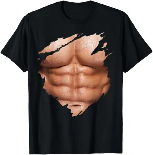 Chest Six Pack Abs Muscles Bodybuilder T-Shirt