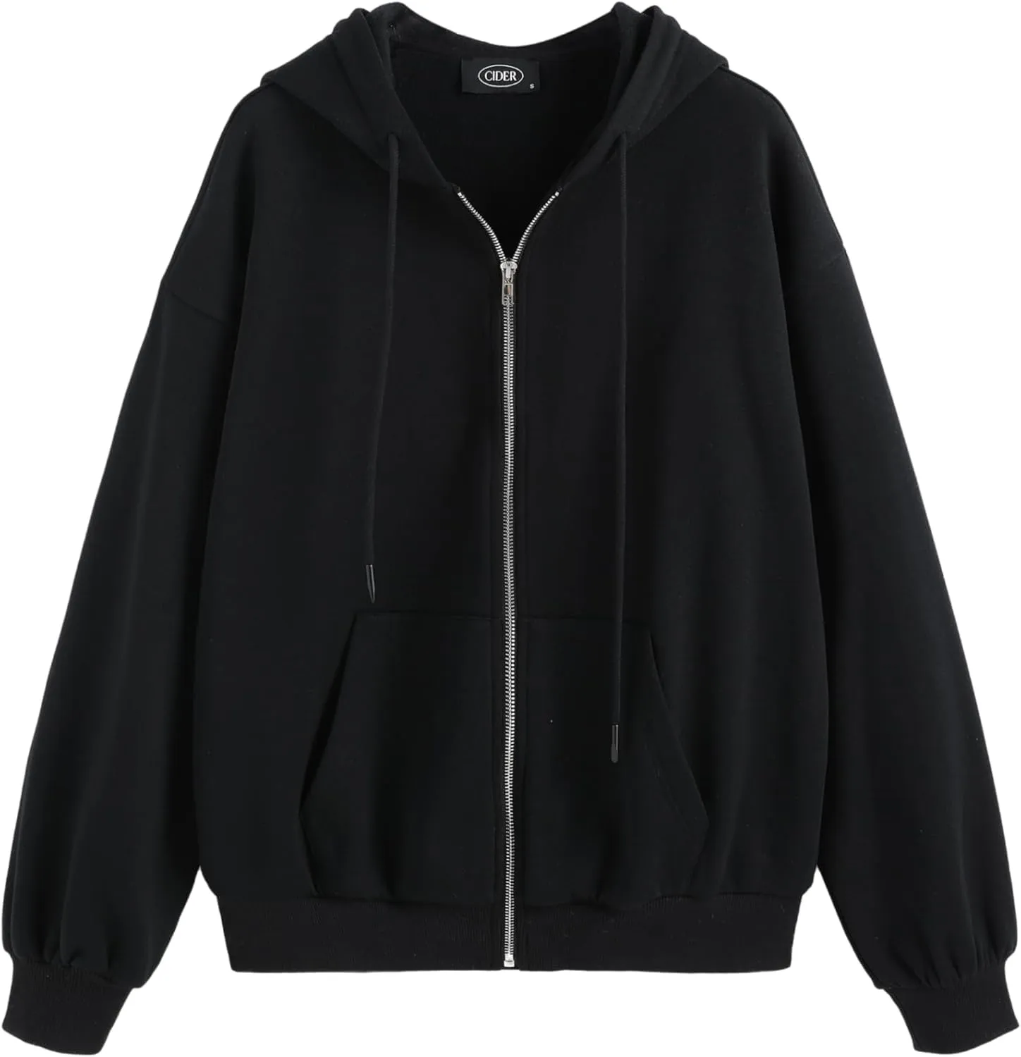 CIDER Womens Oversized Zip Up Hoodies Casual Long Sleeve Sweatshirt with Pockets