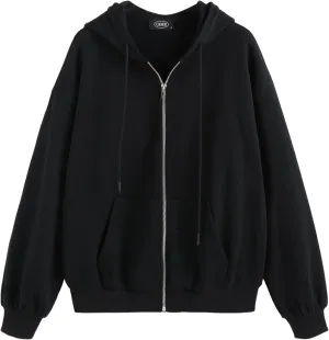 CIDER Womens Oversized Zip Up Hoodies Casual Long Sleeve Sweatshirt with Pockets