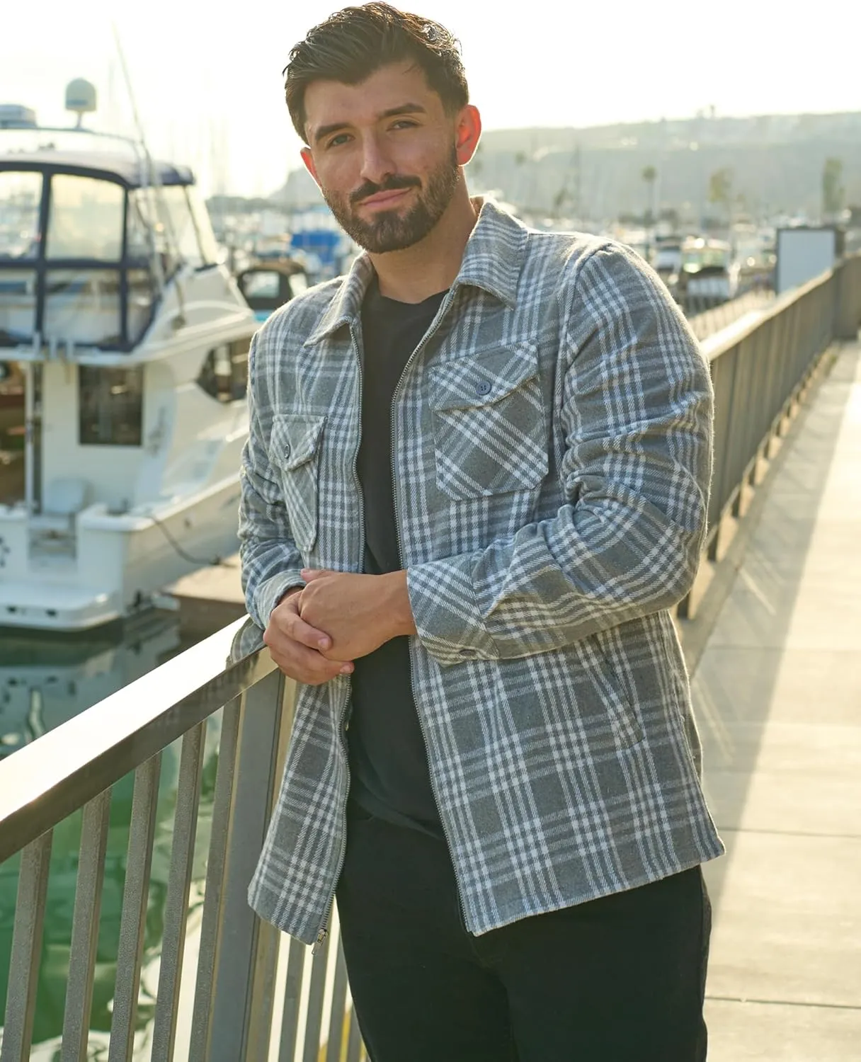 COOFANDY Men Flannel Jackets Full Zip Up Plaid Shirt Shackets Cotton Lightweight Jackets Casual Stylish Fall Jackets 2024