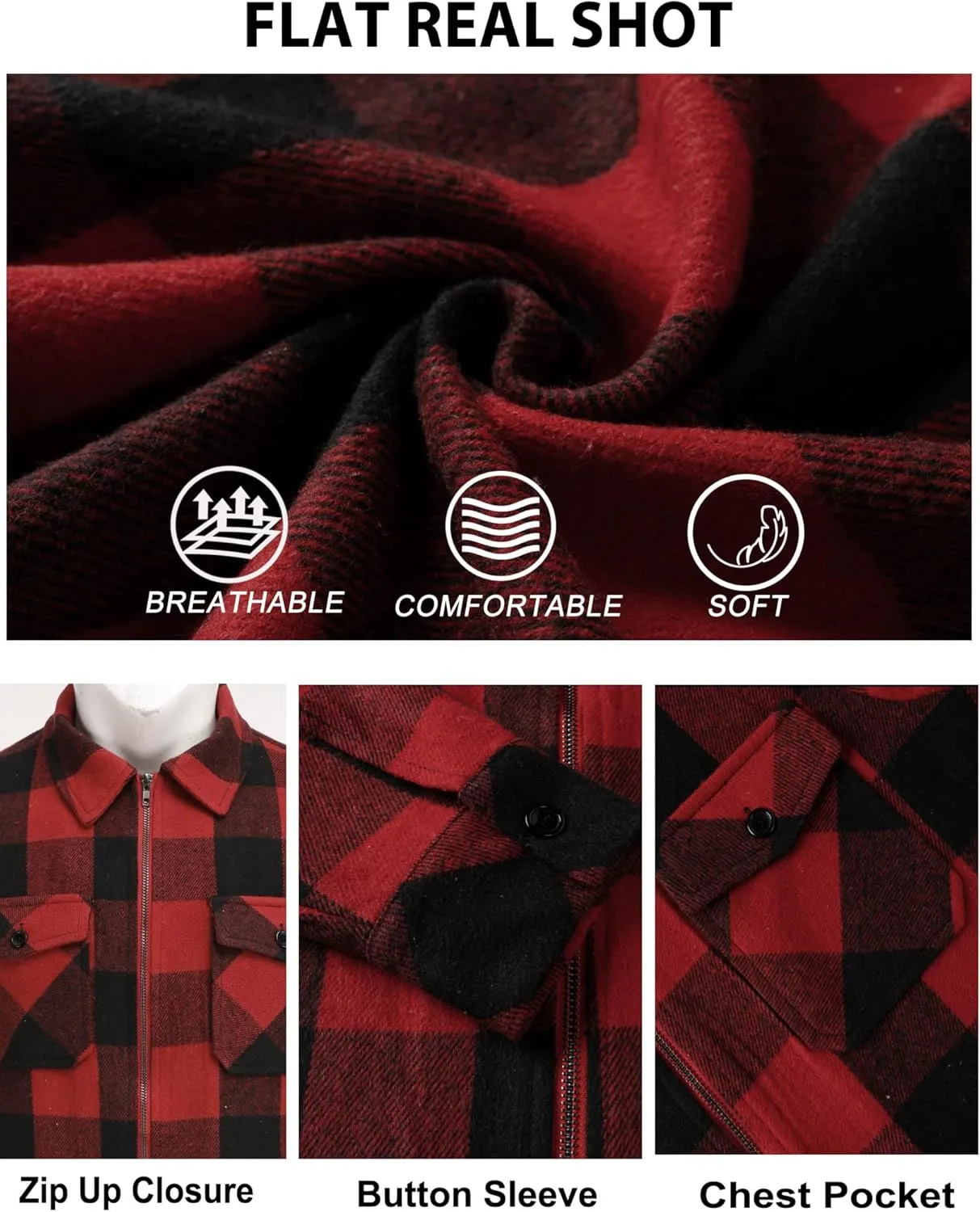 COOFANDY Men Flannel Jackets Full Zip Up Plaid Shirt Shackets Cotton Lightweight Jackets Casual Stylish Fall Jackets 2024