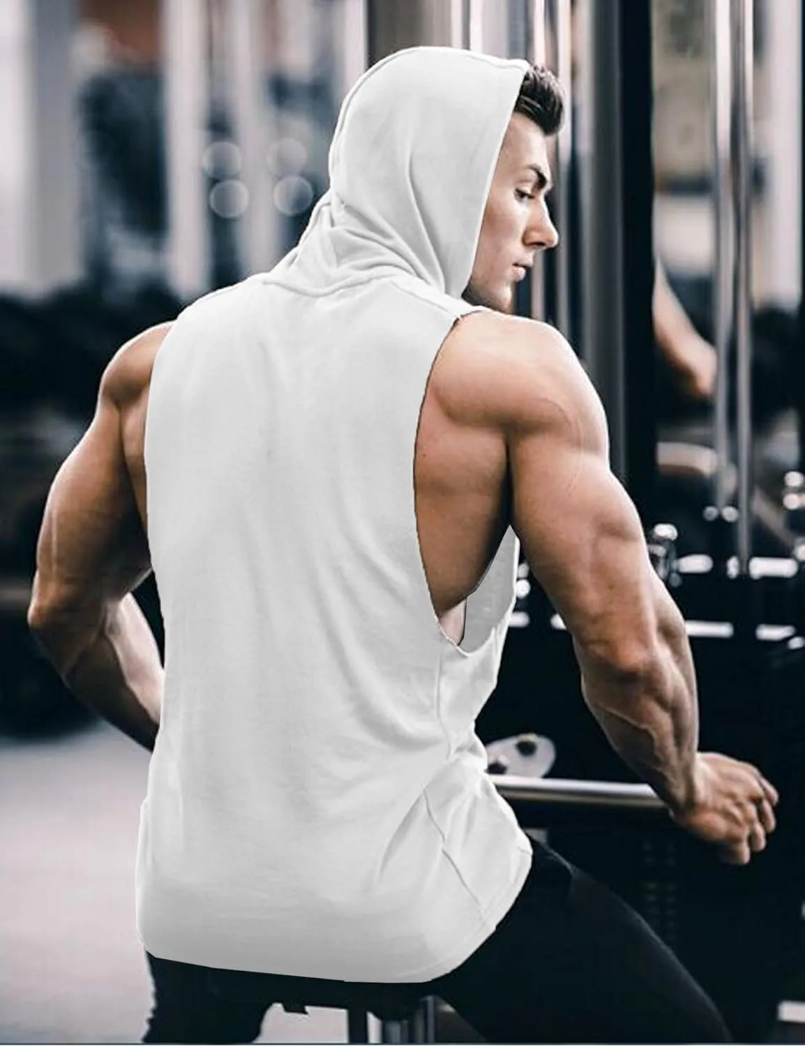 COOFANDY Men's 2 Pack Workout Hooded Tank Tops Bodybuilding Muscle Cut Off T Shirt Sleeveless Gym Hoodies