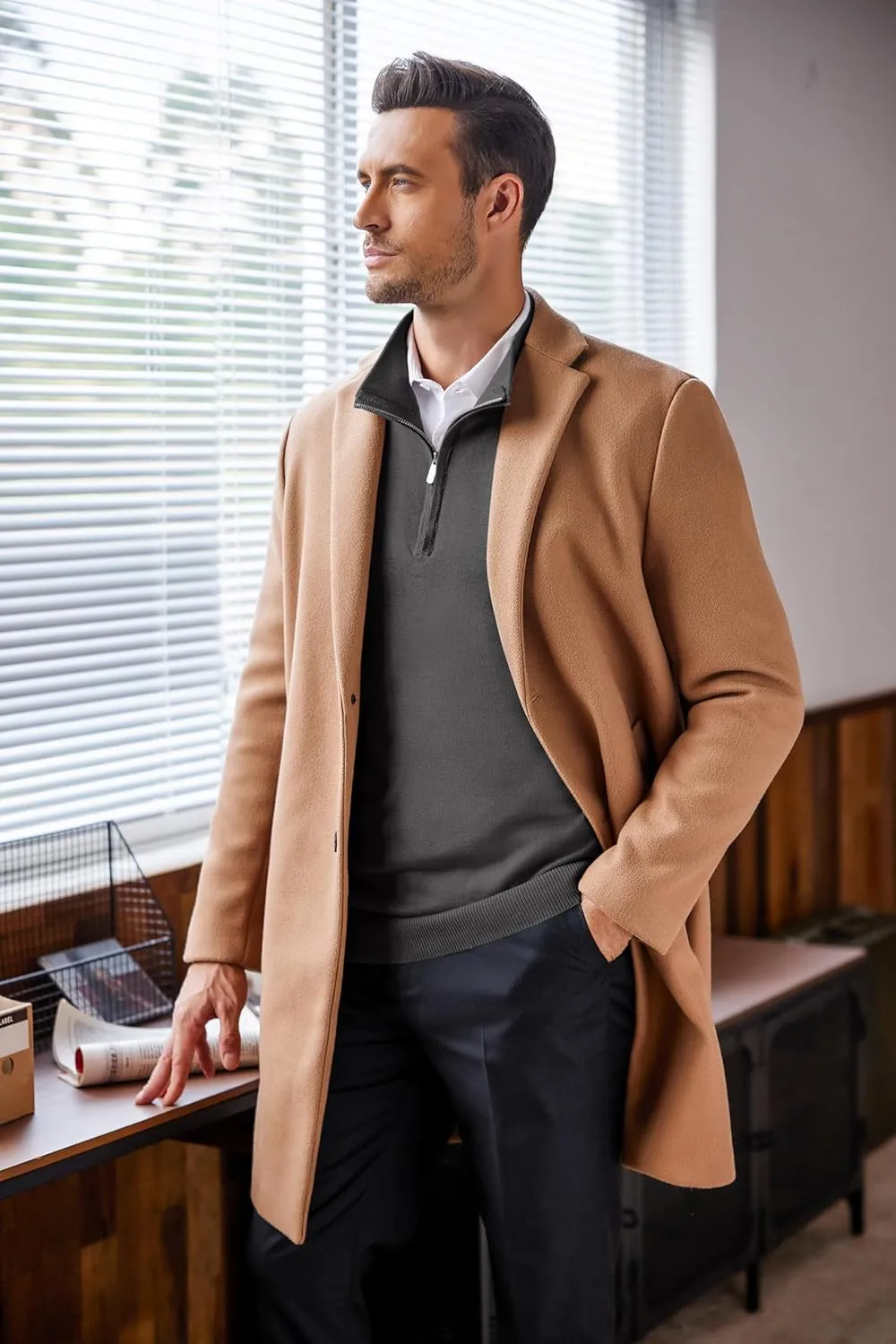 COOFANDY Men's Quarter Zip Up Sweaters Slim Fit Lightweight Mock Neck Pullover Casual Polo Sweaters