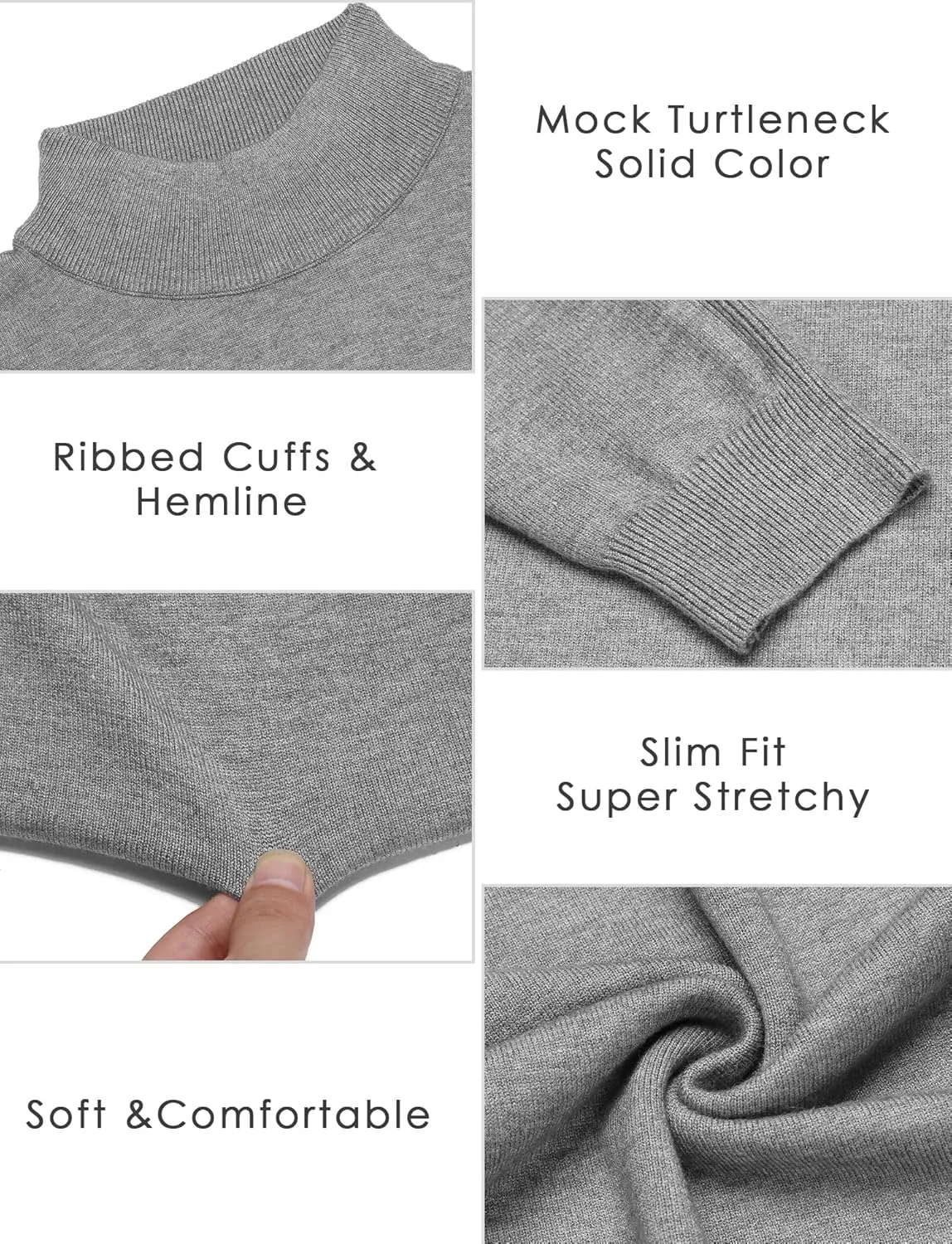 COOFANDY Men's Slim Fit Mock Turtleneck Pullover Sweater Casual Basic Knitted Thermal Sweaters