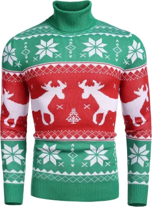 COOFANDY Men's Slim Fit Turtleneck Sweater Casual Knitted Twisted Pullover Solid Sweaters