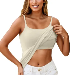 COTECRAM Womens Tank Tops with Built in Bras Camisoles Adjustable Spaghetti Strap Shelf Bra Basic Layer Cami Undershirts