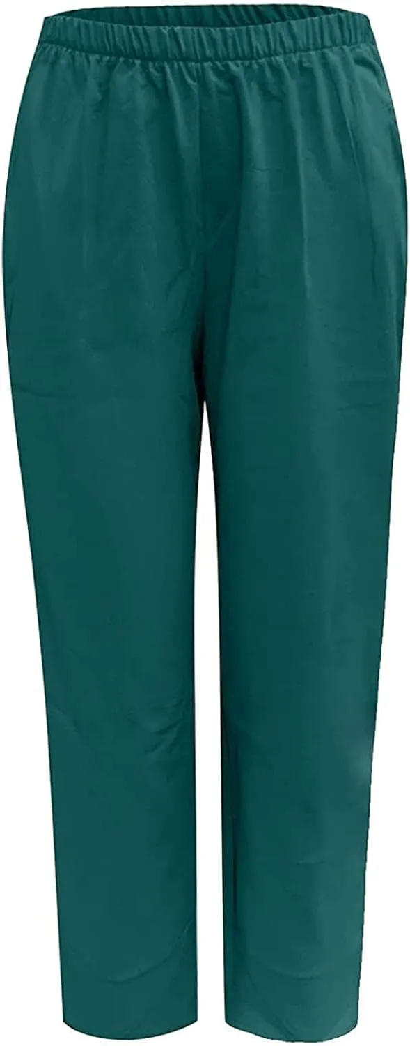Cotton Linen Pants Women 2024 Casual Summer Capri Pants Slit Cropped Comfy Baggy Trousers Lightweight with Pockets