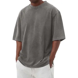Cotton Shirt for Men Loose Fit Distressed Casual Half Sleeve T-Shirt Summer Retro Style Crewneck Pullover, Lighting Deals of Today My Order Shop The Look Baggy Style Tee(Gray,3X-Large)