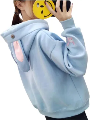 CRB Fashion Womens Kawaii Teens For Teenagers Cartoon Cotton Fleece Hoodie Top Shirt Sweatshirt