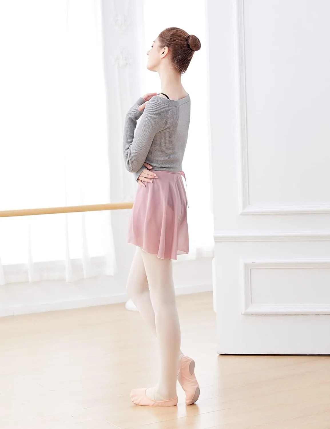 Daydance Teen Girls Women Long Sleeve Dance Sweater Soft Ballet Warm Up Pullover for Leotards