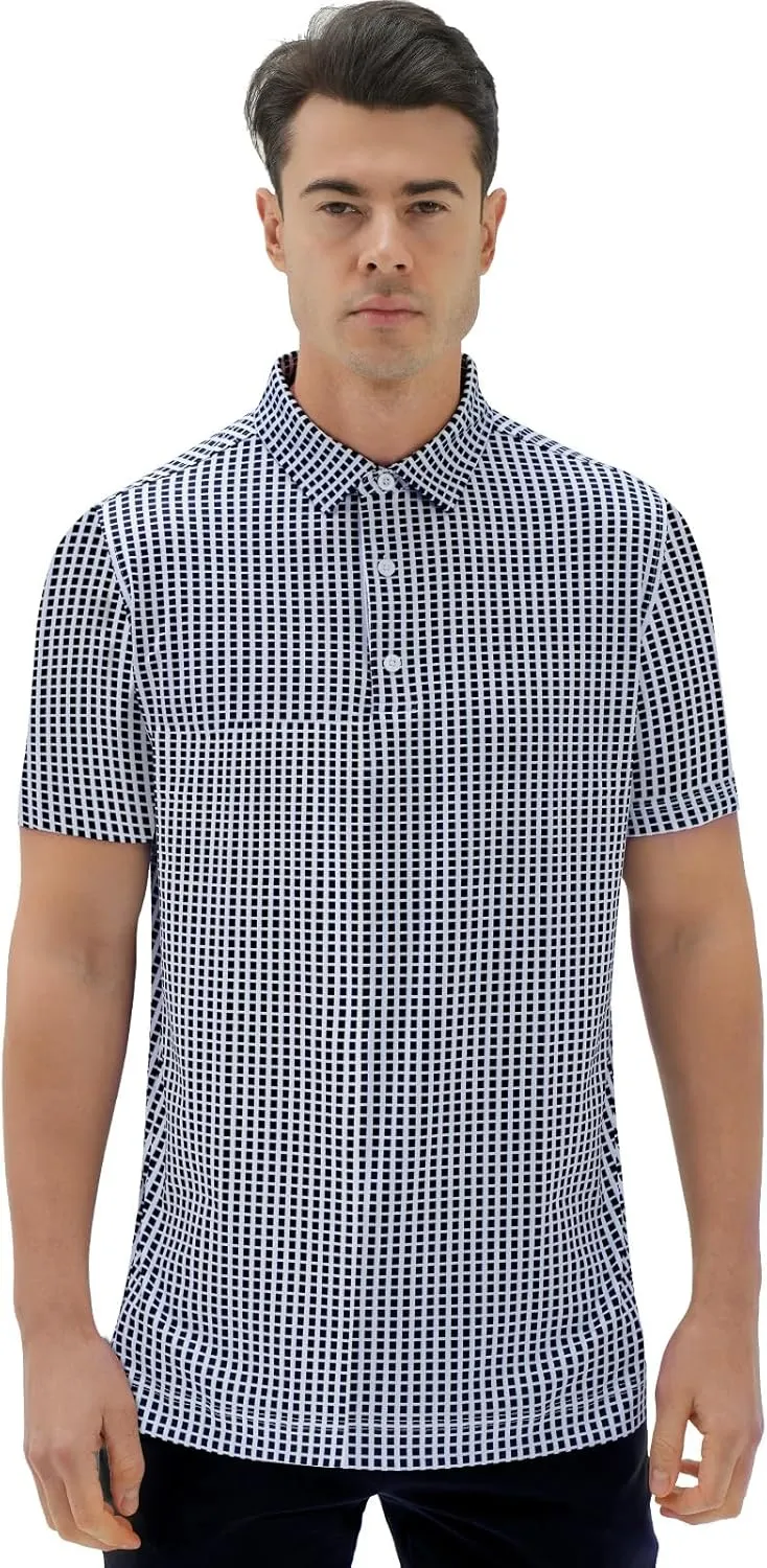 DEOLAX Mens Polo Shirts Fashion Print Mens Golf Shirt Dry Fit Mens Golf Polo Short Sleeve Quick Dry Funny Golf Shirt for Men
