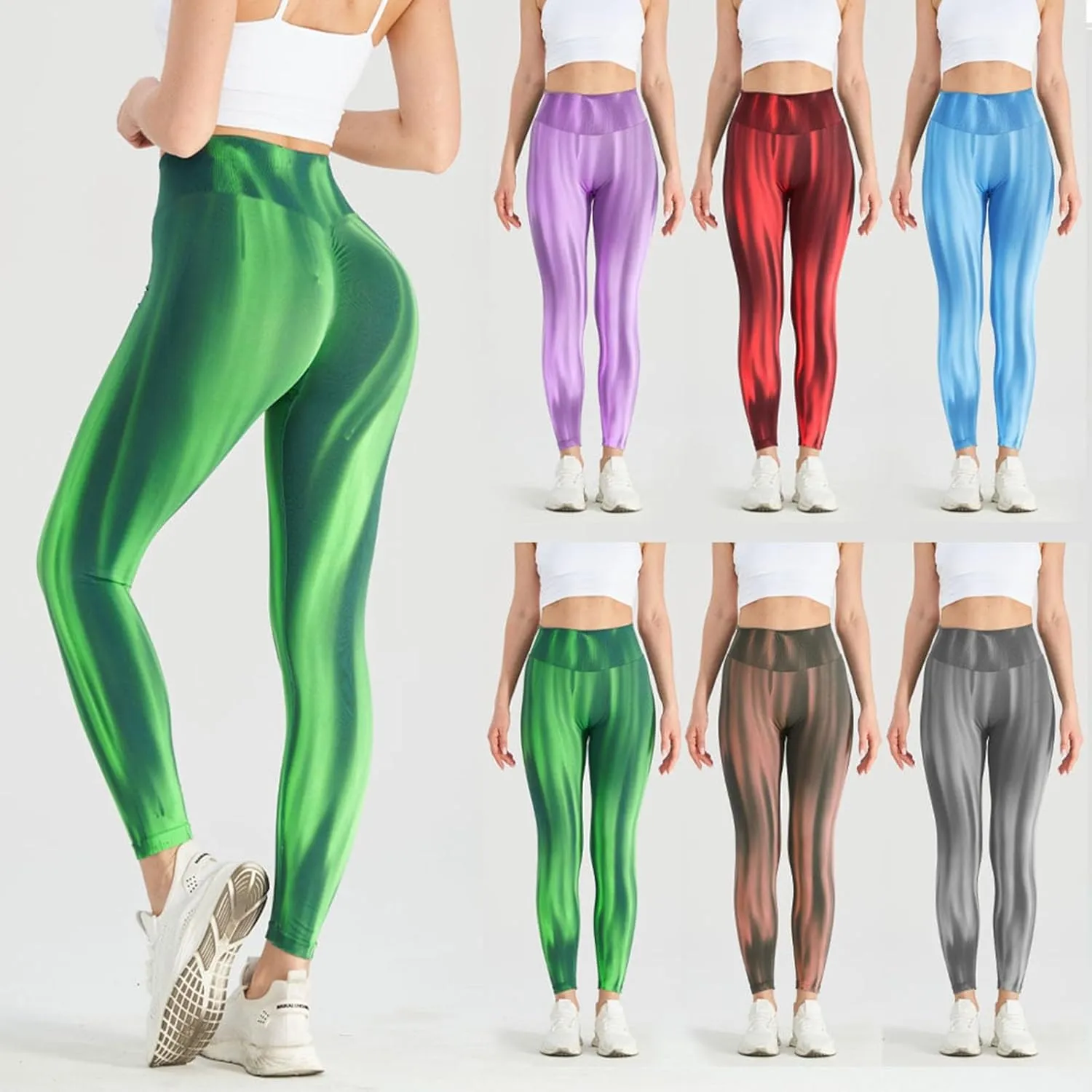 DGZTWLL Butt Lifting Leggings for Women Seamless High Waist Fitness Sport Yoga Pants Tie-Dye TummyControl Gym Workout