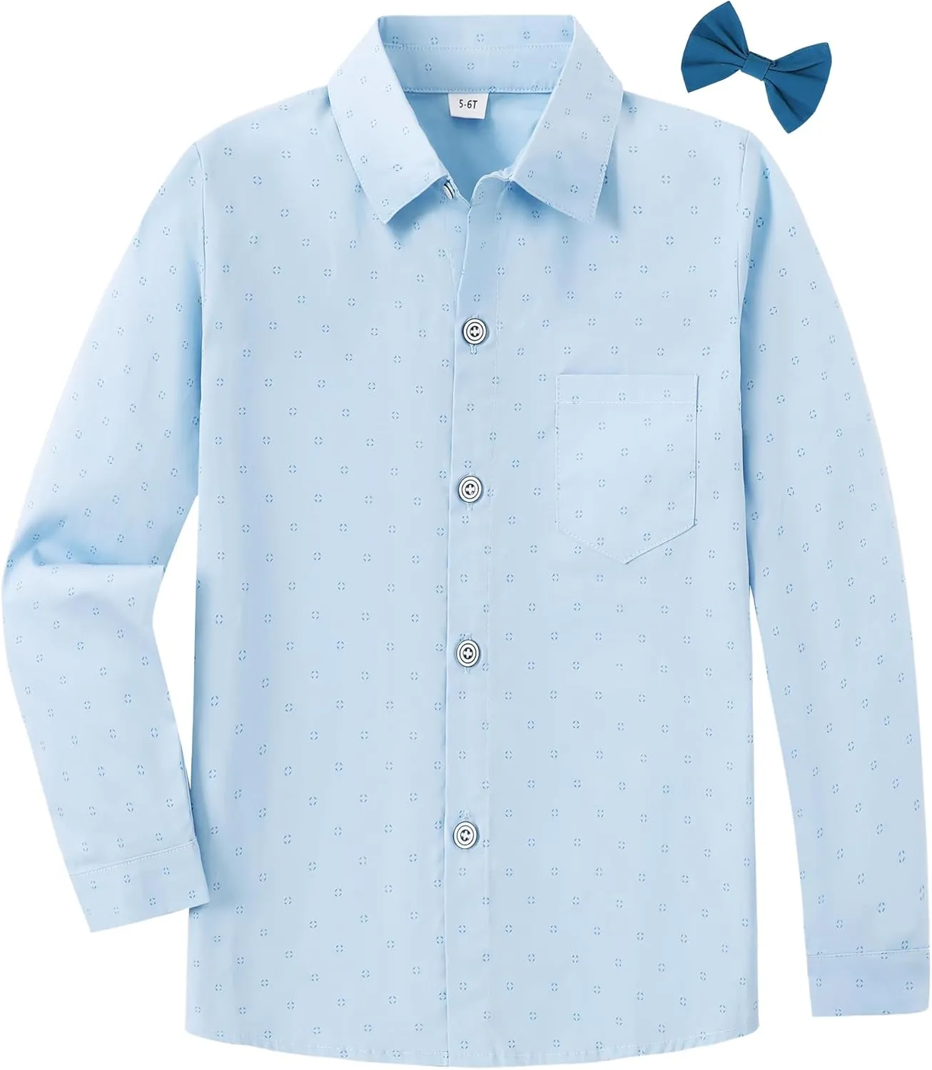 DISAUR Boys Dress Shirts Toddler Boy Button Down Shirt Long Sleeve Removable Bow Tie Button Up Shirt White Formal Graduation