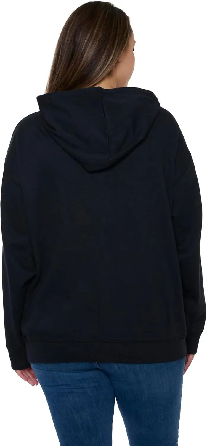 Disney Mickey Mouse Women's Zip Hoodie w/Pockets, Black Fleece Sweatshirt, Daisy, Goofy, Donald, Pluto, Regular & Plus Size