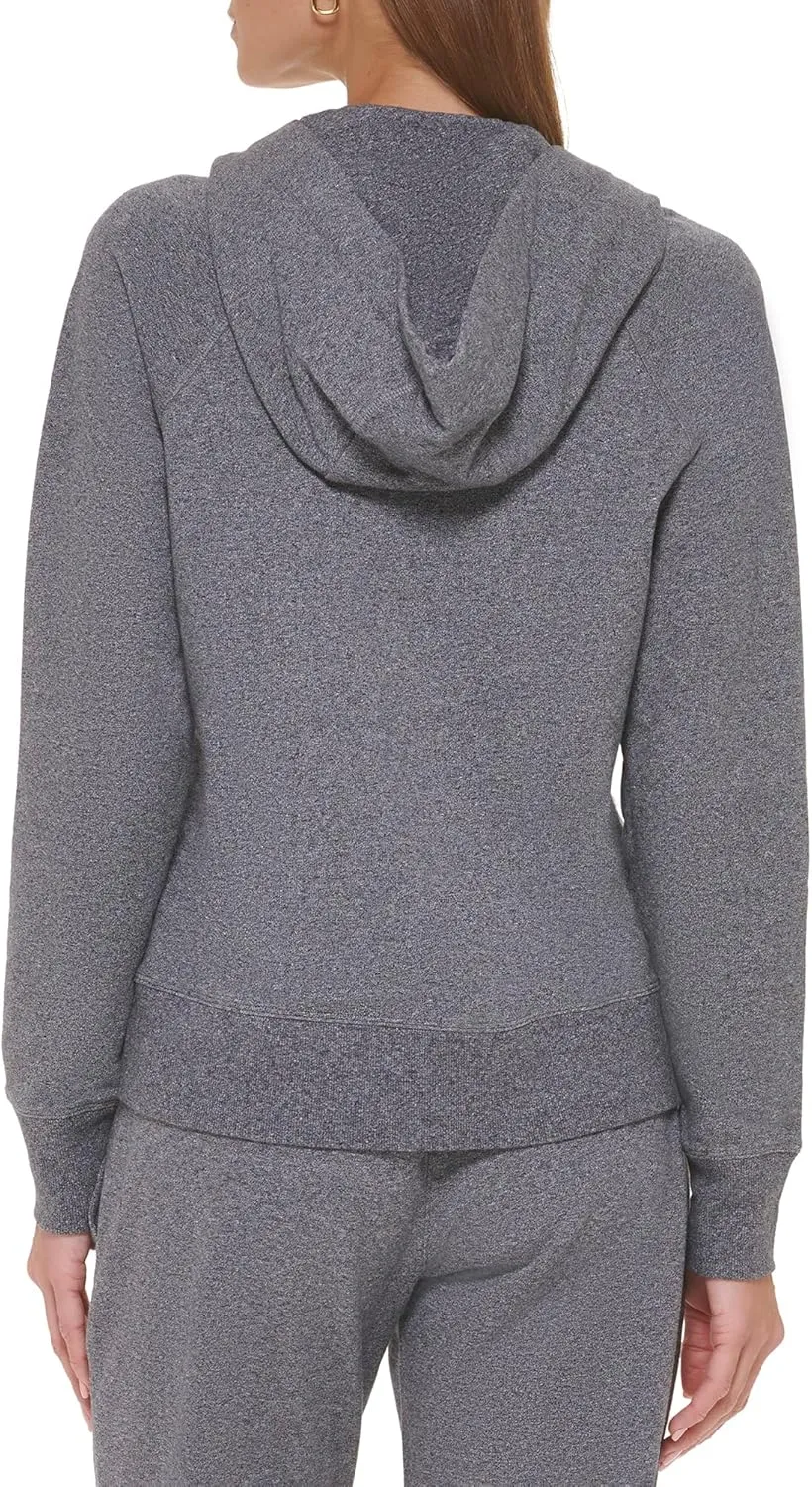 DKNY Women's Logo Drawstring Zip Up Hoodie, Activewear Sweatshirt