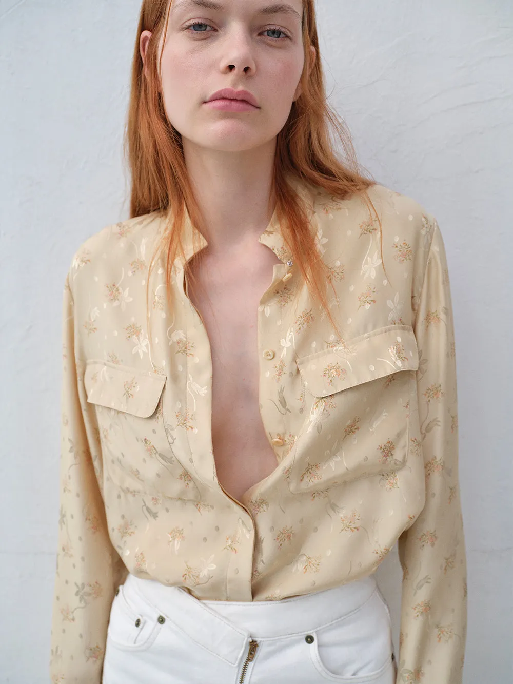 Double Pocket Blouse -- Golden Floral