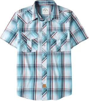 Dubinik Western Shirts for Men Short Sleeve Plaid Pearl Snap Shirts for Men Button Up Shirt Cowboy Casual Work Shirt