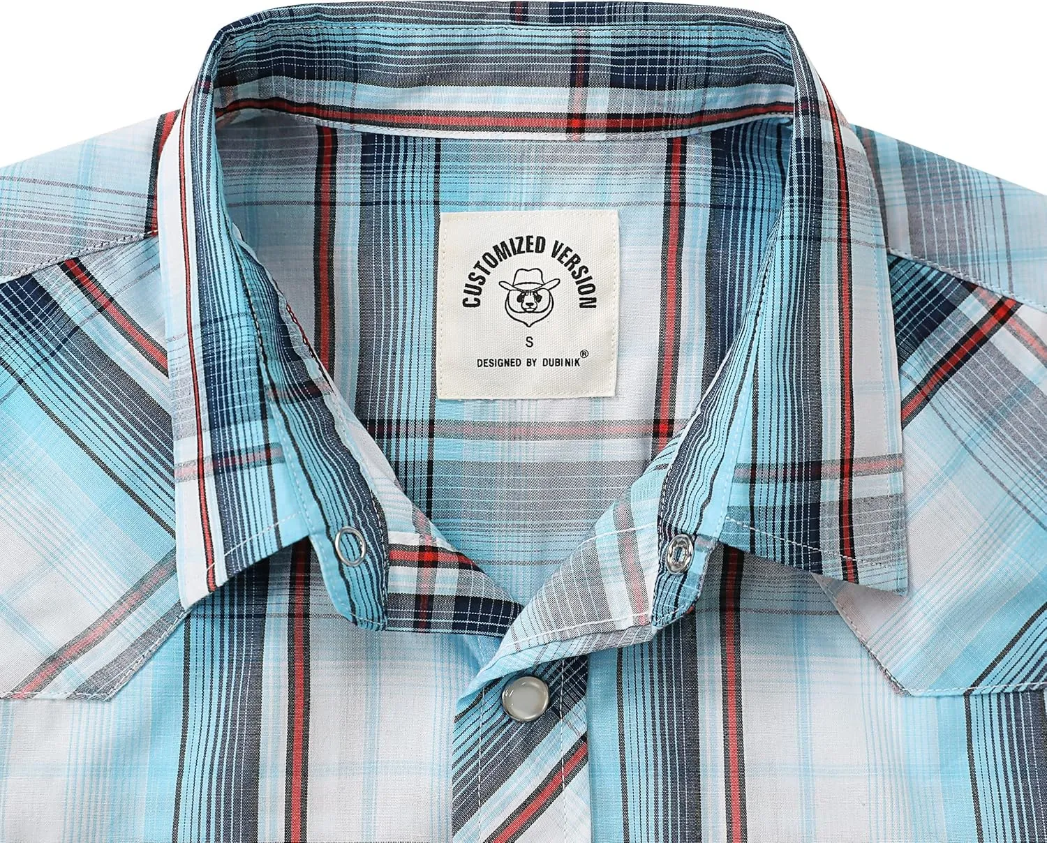 Dubinik Western Shirts for Men Short Sleeve Plaid Pearl Snap Shirts for Men Button Up Shirt Cowboy Casual Work Shirt