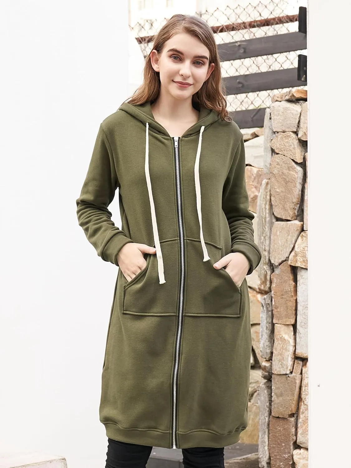 DUOYANGJIASHA Womens Hoodies Fashion Sweatshirts: Full Zip Up Winter Fleece Pullover Hoodies Fall Long Jackets with Pockets