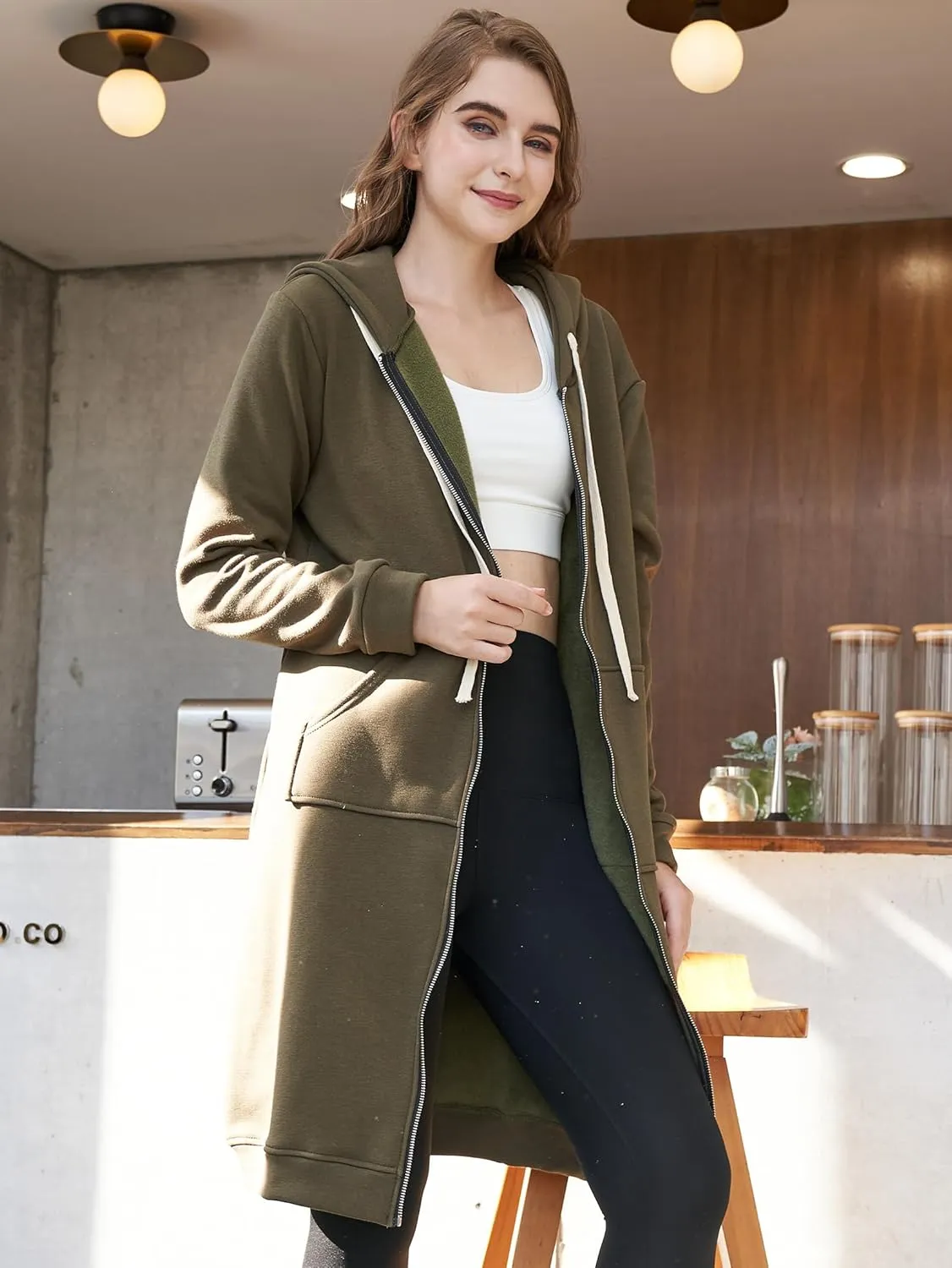 DUOYANGJIASHA Womens Hoodies Fashion Sweatshirts: Full Zip Up Winter Fleece Pullover Hoodies Fall Long Jackets with Pockets